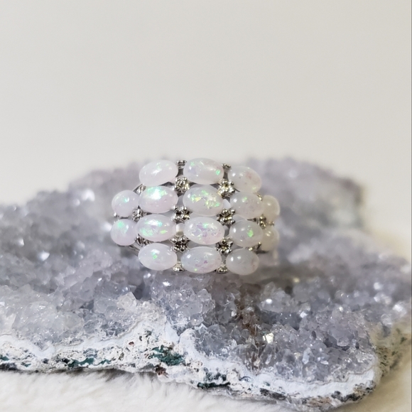 New lab created luxury Opal ring, Fire Opals, Opal jewelry - Picture 5 of 7